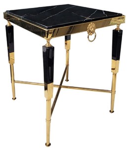 Casa Padrino tavolino di lusso nero / oro 50 x 50 x A. 60 cm - Tavolo quadrato con piano in marmo artificiale - Mobili per soggiorno di lusso - Mobili per hotel - Interni di lusso - Interni hotel
