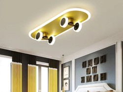 Casa Padrino luxury ceiling lamp in skateboard shape gold 60 x 20 cm - LED skateboard ceiling light - Luxury ceiling lights - Skateboard ceiling lights - Luxury interior