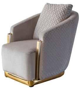 Casa Padrino poltrona di lusso grigio / oro 87 x 83 x A. 75 cm - Poltrona da soggiorno - Poltrona per hotel - Mobili soggiorno - Mobili hotel - Mobili di lusso - Arredamento da soggiorno di lusso