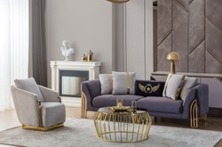 Casa Padrino divano lusso viola / oro 230 x 90 x A. 77 cm - Divano da soggiorno - Divano per hotel - Mobili da soggiorno - Mobili per hotel - Arredamento di lusso - Arredamento da soggiorno