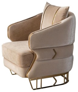 Casa Padrino poltrona di lusso marrone chiaro / oro 87 x 83 x A. 75 cm - Poltrona da soggiorno - Poltrona per hotel - Mobili soggiorno - Mobili hotel - Mobili di lusso - Arredamento di lusso