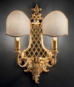 Casa Padrino lámpara de pared doble barroco de lujo oro / marfil 30 x 16 x A. 41 cm - Magnífica lámpara de pared en estilo barroco - Noble y Magnífica - Calidad de Lujo - Hecho en Italia