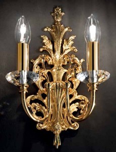 Casa Padrino lámpara de pared cristal doble barroco de lujo oro 22 x 12 x A. 33 cm - Magnífica lámpara de pared en estilo barroco - Noble y Magnífica - Calidad de Lujo - Hecho en Italia