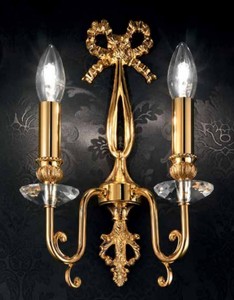 Casa Padrino lámpara de pared cristal doble barroco de lujo oro 23 x 12 x A. 36 cm - Magnífica lámpara de pared en estilo barroco - Noble y Magnífica - Calidad de Lujo - Hecho en Italia