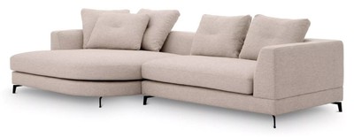Casa Padrino divano ad angolo di lusso lato sinistro sabbia / nero 310 x 150 x A. 65 cm - Divano soggiorno con cuscini - Mobili da soggiorno - Arredi da soggiorno di lusso - Mobili di lusso