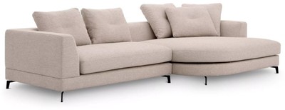 Casa Padrino divano ad angolo di lusso lato destro sabbia / nero 310 x 150 x A. 65 cm - Divano soggiorno con cuscini - Mobili da soggiorno - Arredi da soggiorno di lusso - Mobili di lusso