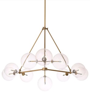 Casa Padrino Luxus Halogen Kronleuchter Antik Messing Ø 140 x H. 90 cm - Wohnzimmer Kronleuchter mit runden Glas Lampenschirmen - Hotel Kronleuchter - Restaurant Kronleuchter - Luxus Qualität