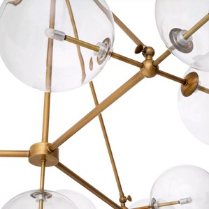 Casa Padrino Luxus Halogen Kronleuchter Antik Messing Ø 140 x H. 90 cm - Wohnzimmer Kronleuchter mit runden Glas Lampenschirmen - Hotel Kronleuchter - Restaurant Kronleuchter - Luxus Qualität