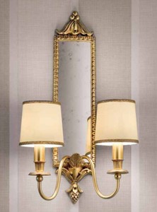 Casa Padrino lámpara de pared doble barroco de lujo con espejo oro / marfil 35 x 18 x A. 60 cm - Magnífica lámpara de pared estilo barroco - Noble y Magnífica - Calidad de Lujo - Hecho en Italia