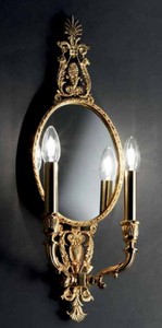 Casa Padrino lámpara de pared doble barroco de lujo con espejo oro 22 x 12 x A. 60 cm - Magnífica lámpara de pared estilo barroco - Noble y Magnífica - Calidad de Lujo - Hecho en Italia