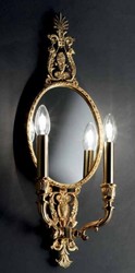 Casa Padrino luxury baroque double wall lamp with mirror gold 22 x 12 x H. 60 cm - Magnificent wall light in baroque style - Baroque lights - Luxury Quality - Made in Italy
