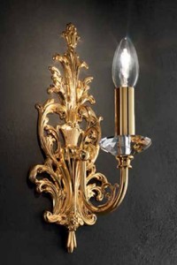 Casa Padrino lámpara de pared cristal barroco de lujo oro 15 x 15 x A. 33 cm - Magnífica lámpara de pared en estilo barroco - Noble y Magnífica - Calidad de Lujo - Hecho en Italia