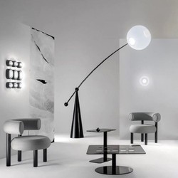 Casa Padrino lámpara de pie de diseño de lujo negro mate 156 x A. 176 cm - Lámpara de pie LED giratoria - Lámparas de pie LED de lujo - Luces LED de lujo - Muebles de lujo