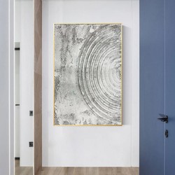 Casa Padrino Peinture à l'Huile Design de Luxe Gris / Or 80 x 9 x H. 120 cm - Peinture Peinte à la Main avec Cadre en Métal - Déco Murale Design de Luxe - Accessoires Déco - Qualité Luxe