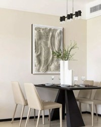 Casa Padrino Peinture à l'Huile Design de Luxe Beige / Blanc 80 x H. 110 cm - Peinture Peinte à la Main avec Cadre en Métal - Déco Murale Design de Luxe - Accessoires Déco - Qualité Luxe