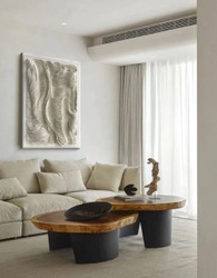 Casa Padrino Peinture à l'Huile Design de Luxe Beige / Blanc 80 x H. 110 cm - Peinture Peinte à la Main avec Cadre en Métal - Déco Murale Design de Luxe - Accessoires Déco - Qualité Luxe