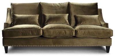 Casa Padrino canapé de luxe vert olive / noir 220 x 90 cm - Canapé de salon - Meuble de salon - Meuble de luxe - Ameublement de salon - Ameublement de luxe