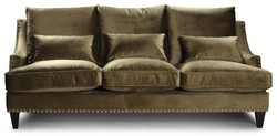 Casa Padrino divano di lusso verde oliva / nero 220 x 90 cm - Divano da soggiorno - Mobili da soggiorno - Mobili di lusso - Arredi da soggiorno - Arredi di lusso