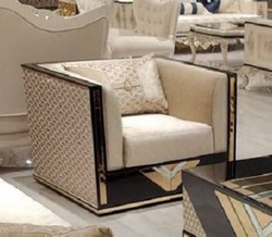 Luxus Wohnzimmer Hotel Sessel Gold Schwarz Luxury Living Room Hotel Armchair Gold Black