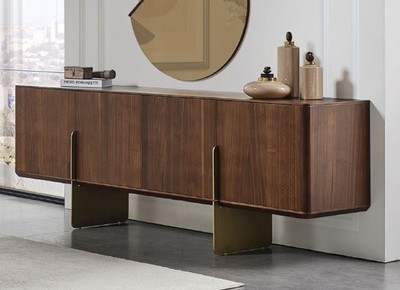 Casa Padrino buffet de luxe marron / laiton 220 x 50 x H. 78 cm - Armoire en bois massif avec 4 portes - Meuble en bois massif - Meuble de luxe - Ameublement de luxe