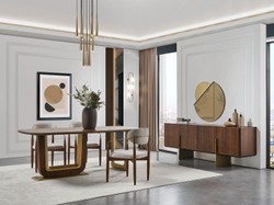 Casa Padrino buffet de luxe marron / laiton 220 x 50 x H. 78 cm - Armoire en bois massif avec 4 portes - Meuble en bois massif - Meuble de luxe - Ameublement de luxe