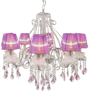 Prunkvoller Luxus Barock Kristall Kronleuchter Silber Lila Magnificent Luxury Baroque Crystal Chandelier Silver Purple