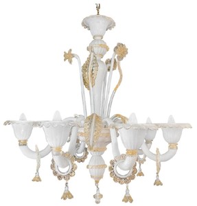 Prunkvoller Luxus Barock Kronleuchter Weiß Magnificent Luxury Baroque Chandelier White