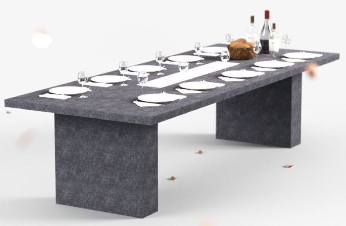 Casa Padrino Luxus Esstisch mit Bioethanol Kamin 300 x 115 x H. 75 cm - Verschiedene Farben - Esszimmertisch - Gartentisch - Esszimmer Möbel - Garten Möbel - Luxus Möbel - Luxus Einrichtung