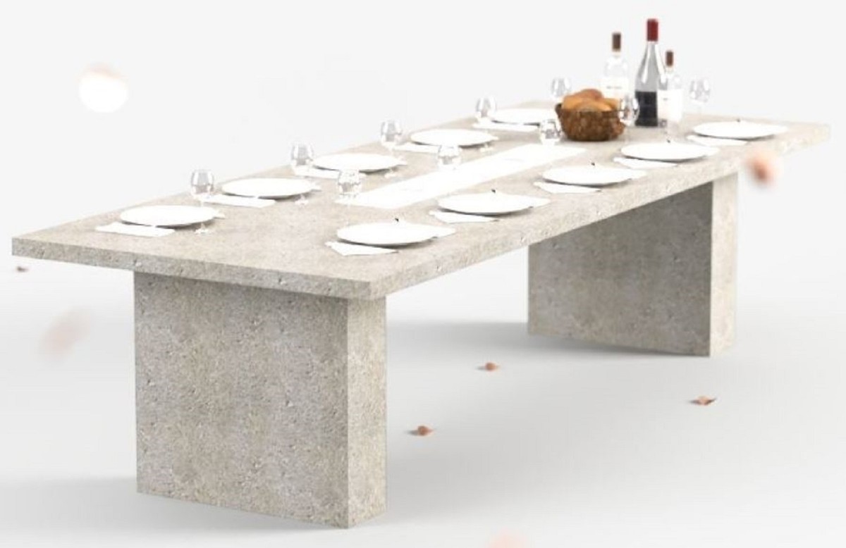 Casa Padrino Luxus Esstisch mit Bioethanol Kamin 300 x 115 x H. 75 cm - Verschiedene Farben - Esszimmertisch - Gartentisch - Esszimmer Möbel - Garten Möbel - Luxus Möbel - Luxus Einrichtung
