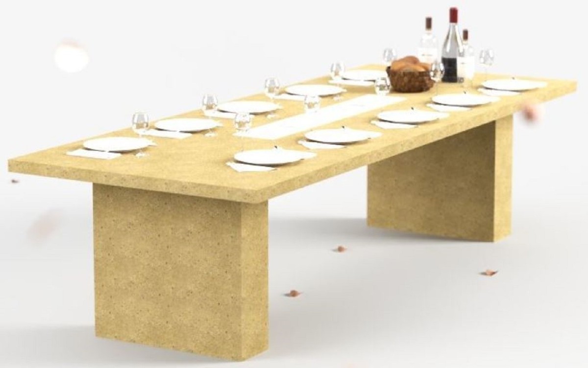 Casa Padrino Luxus Esstisch mit Bioethanol Kamin 300 x 115 x H. 75 cm - Verschiedene Farben - Esszimmertisch - Gartentisch - Esszimmer Möbel - Garten Möbel - Luxus Möbel - Luxus Einrichtung