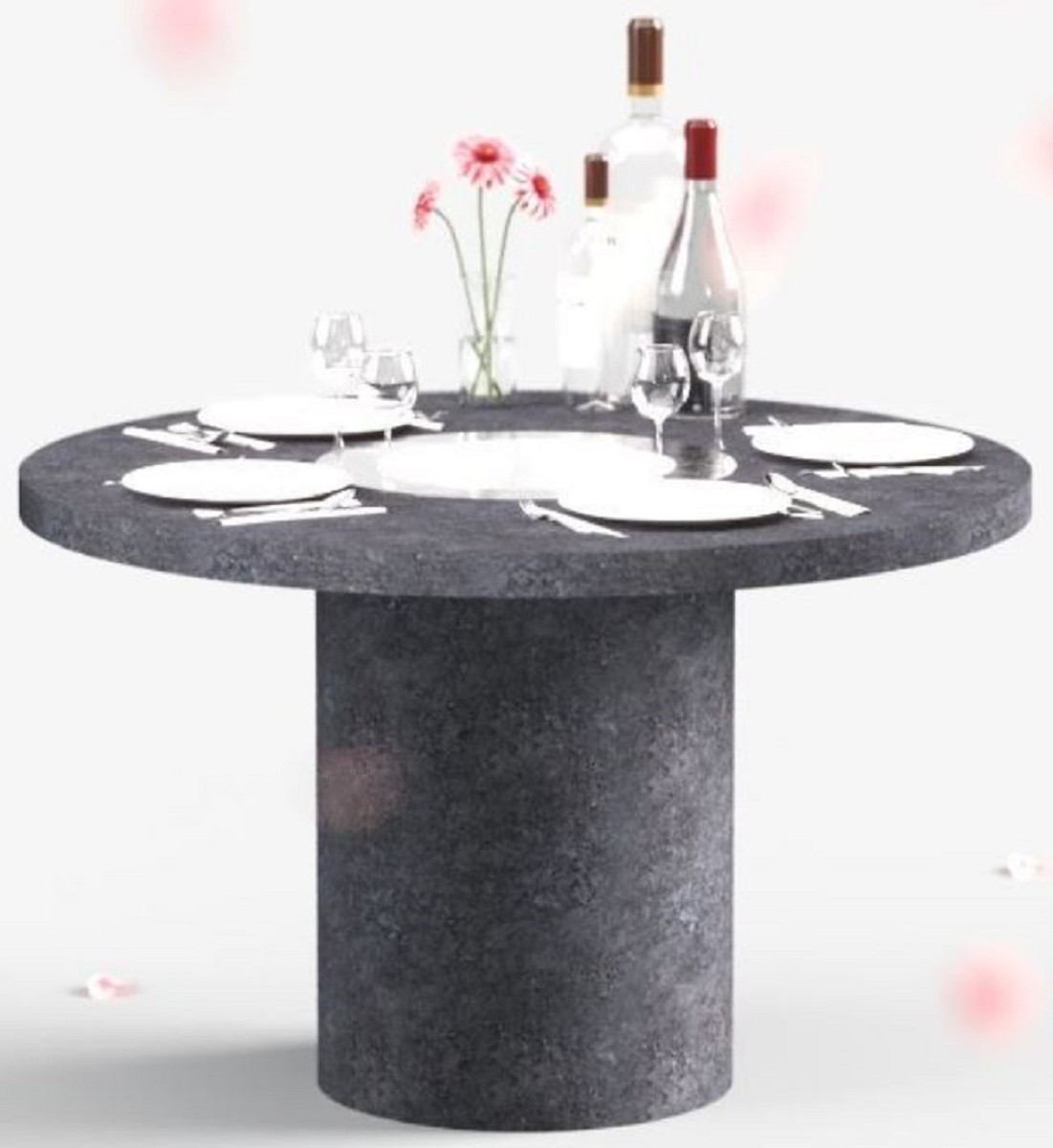 Casa Padrino Luxus Esstisch mit Bioethanol Kamin Ø 120 x H. 75 cm - Verschiedene Farben - Esszimmertisch - Gartentisch - Esszimmer Möbel - Garten Möbel - Luxus Möbel - Luxus Einrichtung