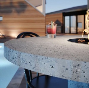Casa Padrino Luxus Esstisch mit Bioethanol Kamin Ø 120 x H. 75 cm - Verschiedene Farben - Esszimmertisch - Gartentisch - Esszimmer Möbel - Garten Möbel - Luxus Möbel - Luxus Einrichtung