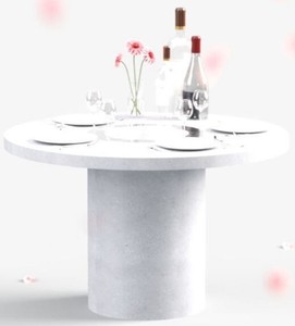 Luxus Outdoor Garten Terrassen Esstisch mit Bioethanol Kamin Weiß Luxury Outdoor Garden Terrace Dining Table with Bioethanol Fireplace White