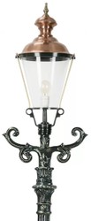 Casa Padrino lampadaire de jardin Art Nouveau vert / cuivre 42 x 30 x H. 260 cm - Lanterne de jardin - Lampe de jardin - Eclairage jardin nostalgique - Luminaires jardin nostalgique