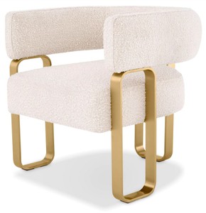 Casa Padrino fauteuil de luxe crème / laiton 73 x 66 x H. 70 cm - Fauteuil de salon - Fauteuil d'hôtel - Mobilier de salon - Mobilier de luxe - Ameublement de salon - Ameublement de luxe