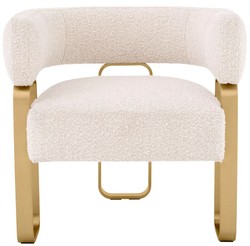 Casa Padrino luxury armchair cream / brass 73 x 66 x H. 70 cm - Living room armchair - Hotel armchair - Living room furniture - Luxury furniture - Living room furnishings - Luxury furnishings
