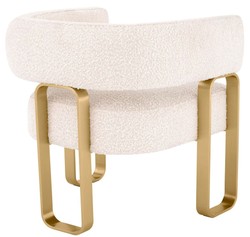 Casa Padrino luxury armchair cream / brass 73 x 66 x H. 70 cm - Living room armchair - Hotel armchair - Living room furniture - Luxury furniture - Living room furnishings - Luxury furnishings