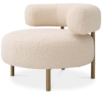 Casa Padrino fauteuil de luxe crème / laiton 85 x 80 x H. 65 cm - Fauteuil de salon - Fauteuil d'hôtel - Mobilier de salon - Mobilier de luxe - Ameublement de salon - Ameublement de luxe