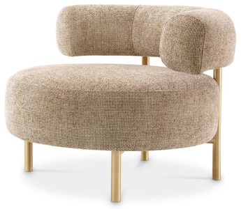 Casa Padrino fauteuil de luxe sable / laiton 85 x 80 x H. 65 cm - Fauteuil de salon - Fauteuil d'hôtel - Mobilier de salon - Mobilier de luxe - Ameublement de salon - Ameublement de luxe