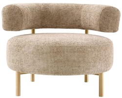 Casa Padrino luxury armchair sand / brass 85 x 80 x H. 65 cm - Living room armchair - Hotel armchair - Living room furniture - Luxury furniture - Living room furnishings - Luxury furnishings
