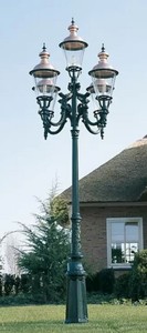 Casa Padrino lanterne de jardin Art Nouveau vert / cuivre Ø 147 x H. 450 cm - Magnifique lampadaire en aluminium - Immense lampe de jardin - Eclairage de jardin nostalgique