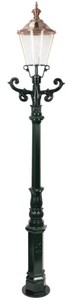 Casa Padrino lanterne de jardin Art Nouveau vert / cuivre 42 x 29 x H. 210 cm - Lampadaire de jardin en aluminium thermolaqué - Eclairage nostalgique - Luminaires nostalgiques
