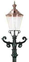 Casa Padrino linterna de jardín Art Nouveau verde / cobre 42 x 29 x A. 210 cm - Lámpara de pie de jardín de aluminio pintado con polvo - Iluminación nostálgica - Luces nostálgicas