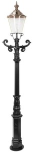 Casa Padrino lanterne de jardin Art Nouveau noir / cuivre 42 x 29 x H. 170 cm - Lampadaire de jardin en aluminium thermolaqué - Eclairage nostalgique - Luminaires nostalgiques