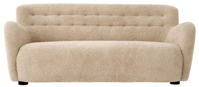 Casa Padrino Luxus Sofa Sandfarben / Schwarz 188 x 87 x H. 80 cm - Wohnzimmer Sofa - Hotel Sofa - Wohnzimmer Möbel - Wohnzimmer Einrichtung - Hotel Möbel - Luxus Möbel - Luxus Einrichtung