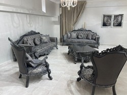 Casa Padrino sillón barroco de lujo gris / plata - Magnífico sillón de salón - Muebles de salón de estilo barroco - Muebles de lujo de estilo barroco - Mobiliario barroco - Noble y Magnífico