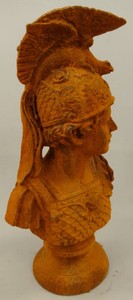 Casa Padrino Jugendstil Deko Büste Ritter Rost 27 x 16 x H. 47 cm - Gusseisen Skulptur - Gusseisen Figur - Deko Skulptur - Deko Figur - Garten Deko Accessoires