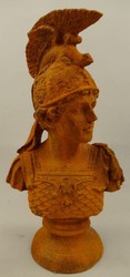 Jugendstil Gusseisen Skulptur Figur Büste Ritter Art Nouveau Cast Iron Sculpture Figure Bust Knight