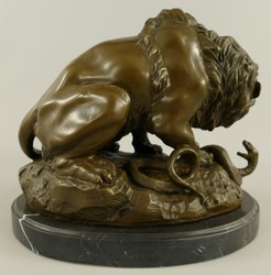 Luxus Designer Bronze Deko Skulptur Figur Löwe und Schlange Luxury Designer Bronze Decorative Sculpture Figure Lion and Snake
