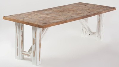 Casa Padrino table à manger de style campagnard naturelle / blanc - Différentes Tailles - Table de cuisine rectangulaire - Meubles rustique - Meubles de salle à manger style campagnard
